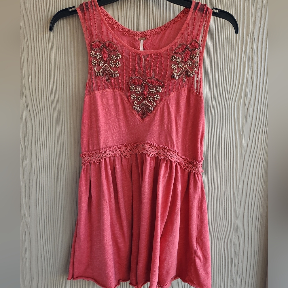 Free People Boho Bead Mesh top